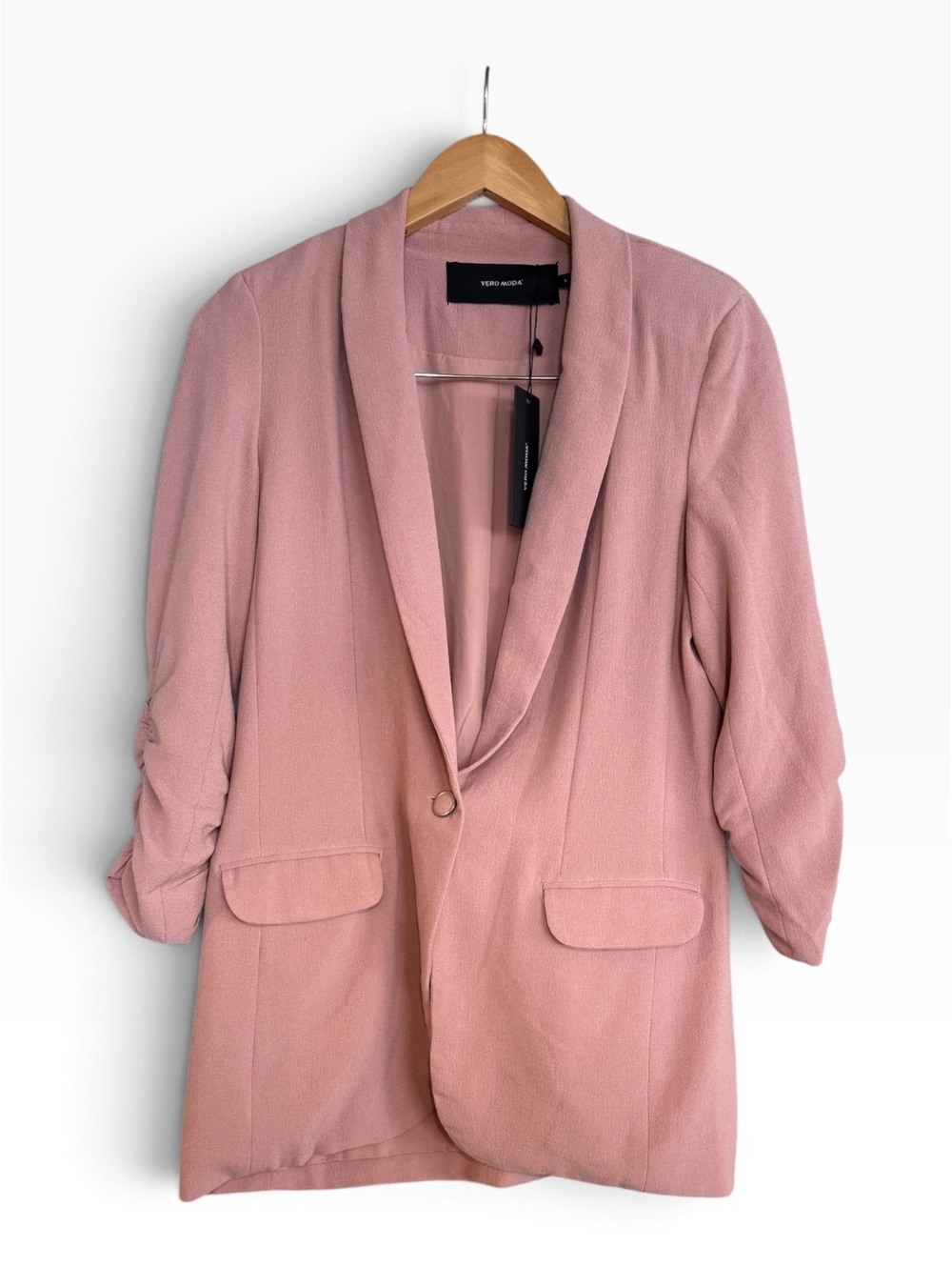 NWT Vero Moda Misty Rose Button Blazer Ruched Armd - Size S